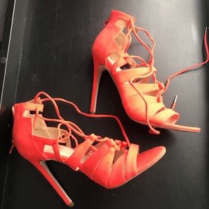 ASOS Lace Up Velvet Heels